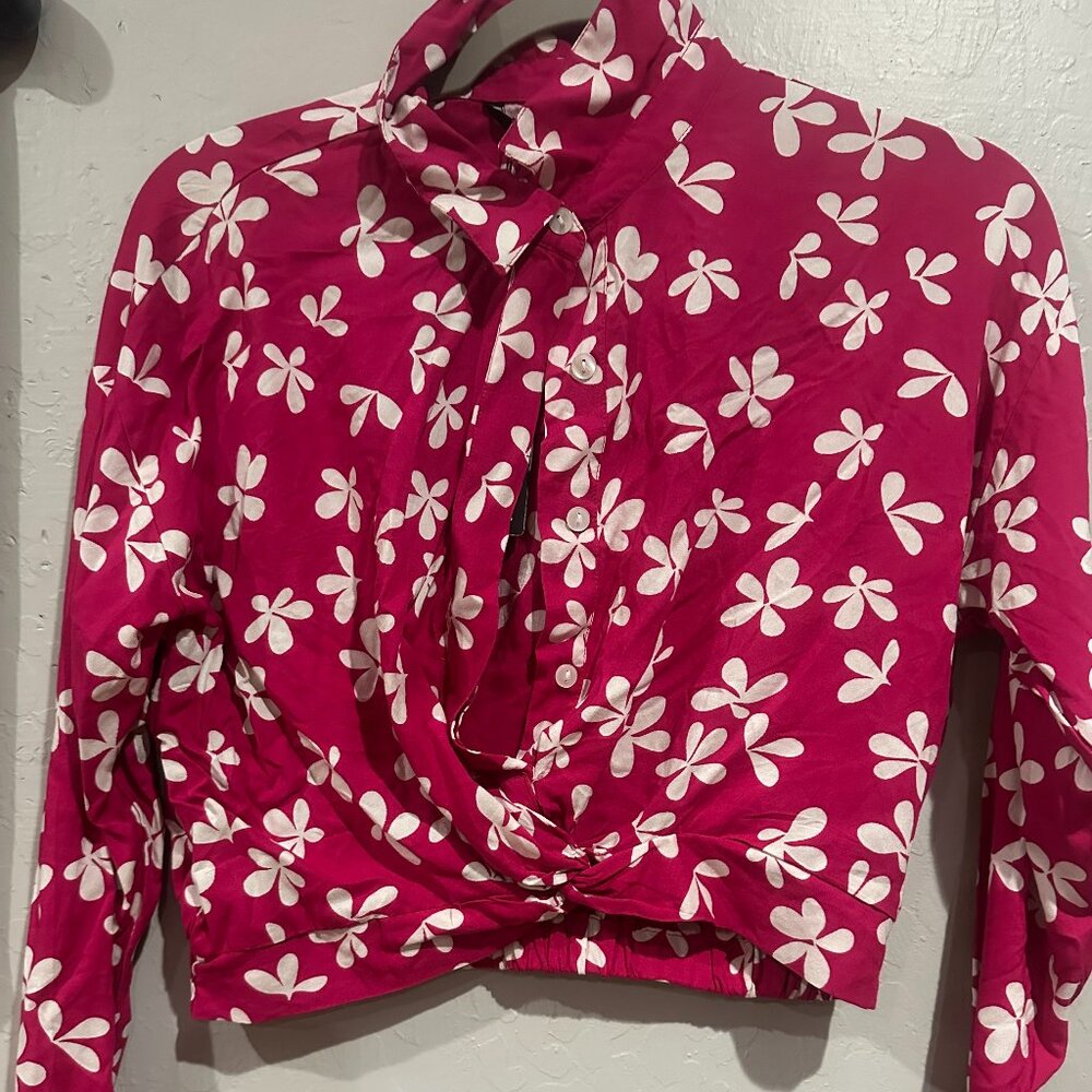 Pink Floral Crop Top